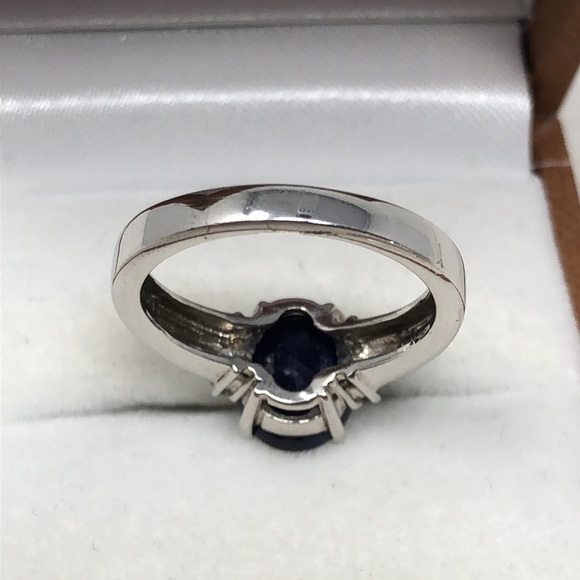 Blue Sapphire Ring Size 7 925 Sterling Silver Secondary Stones Zircons - Picture 10 of 13